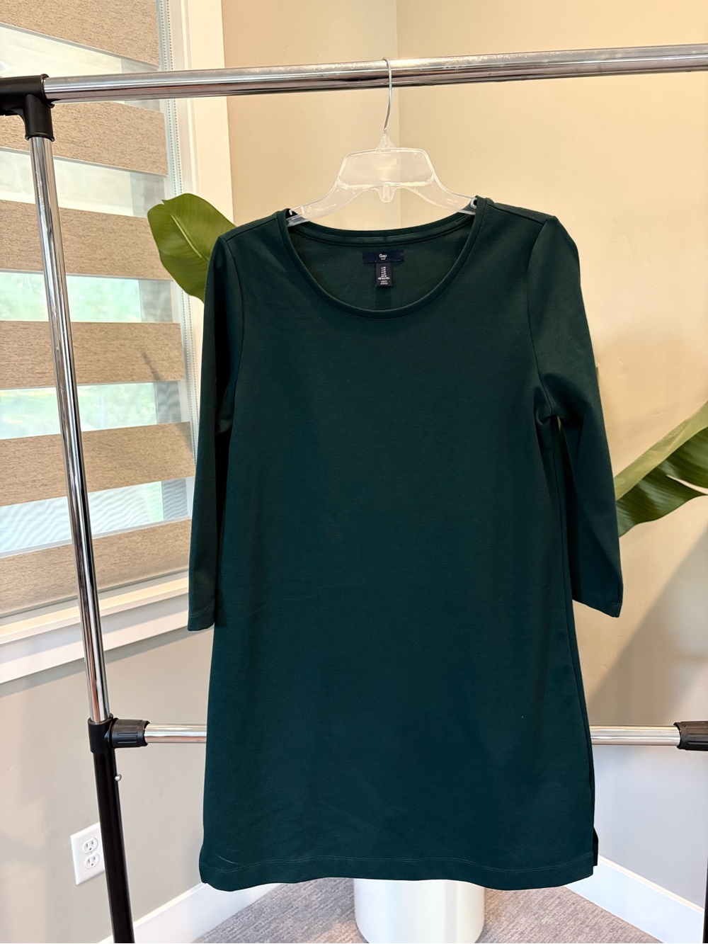 GAP Forest Green Midi Scoop Neck Shift Dress